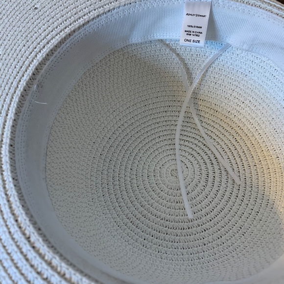 White Ashley Stewart Floppy Hat with Faux Diamond Studs - Picture 3 of 6